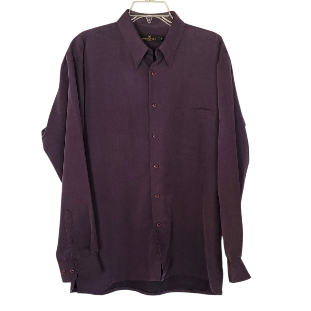 Bugatchi Uomo Purple Modal Blend Long Sleeve Button Down Shirt - Medium